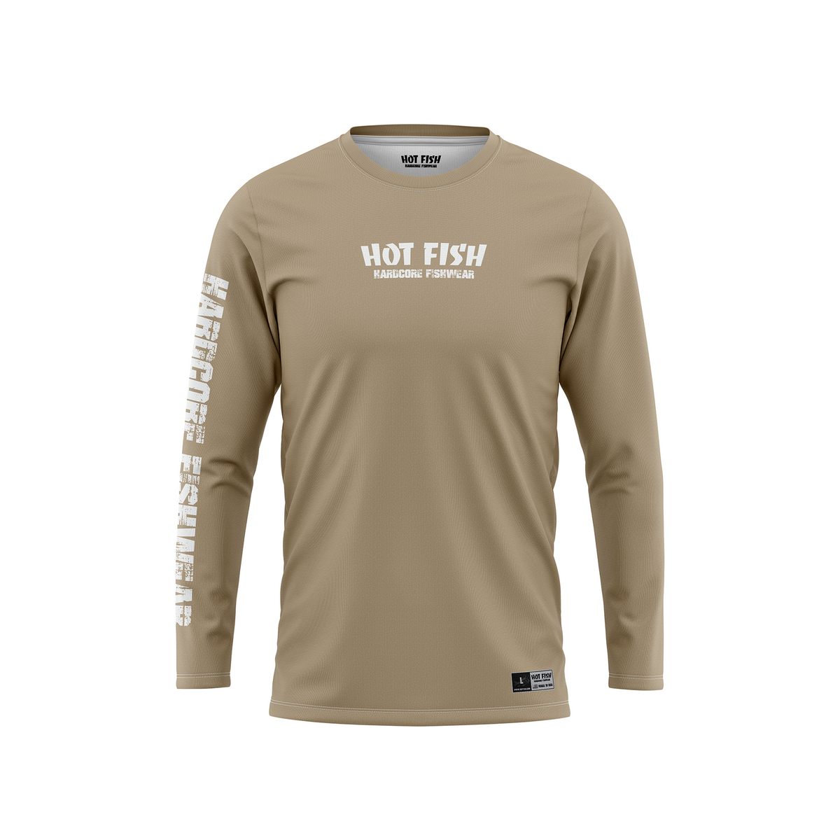 HOT FISH GROUPER - Men’s Long Sleeve Fishing Shirt – UPF Protection - Beige - front
