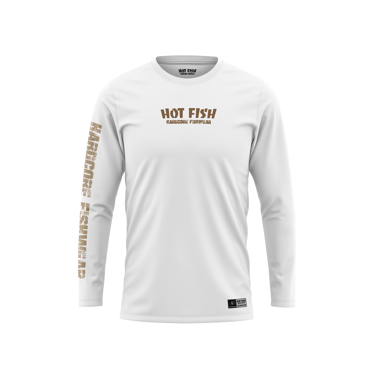 HOT FISH GROUPER - Men’s Long Sleeve Fishing Shirt – UPF Protection - White - front