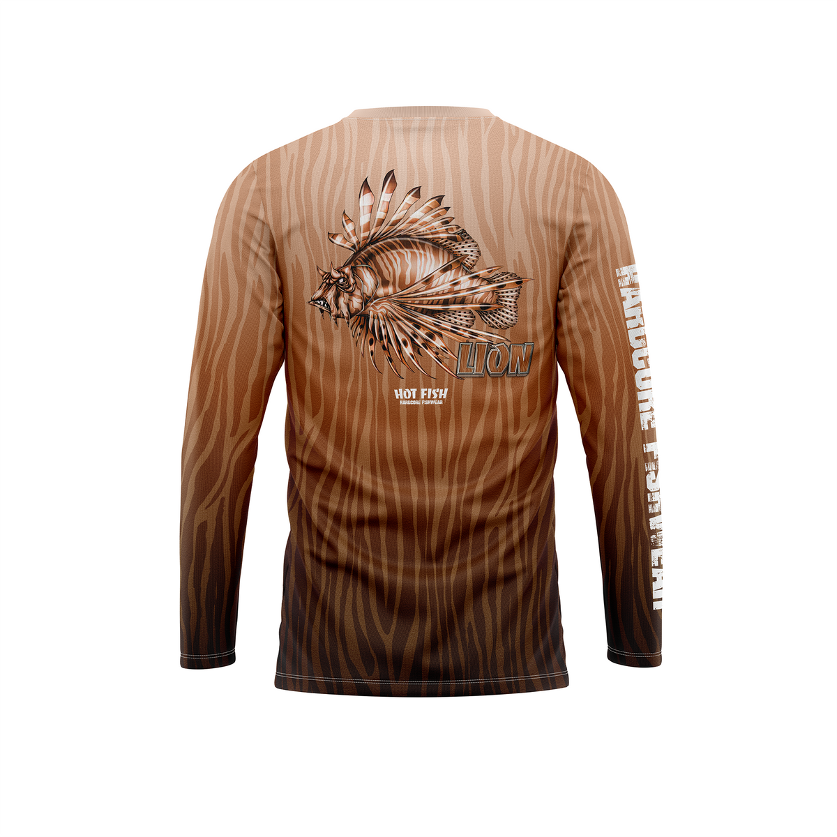 HOT FISH LION - Men’s Long Sleeve Fishing Shirt – UPF Protection - Brown - back