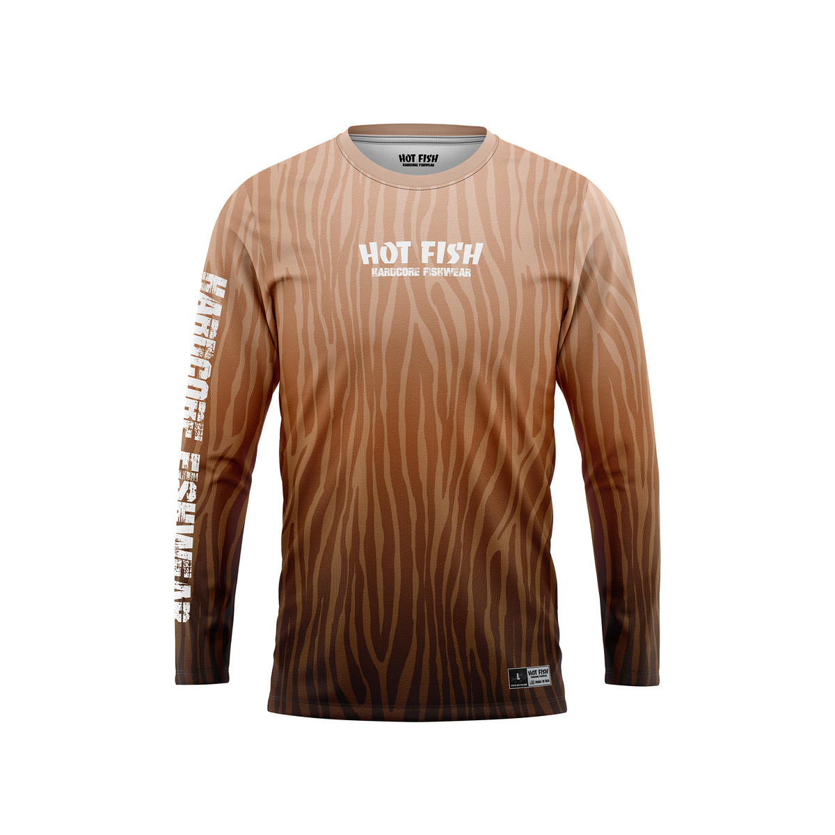 HOT FISH LION - Men’s Long Sleeve Fishing Shirt – UPF Protection - Brown - front
