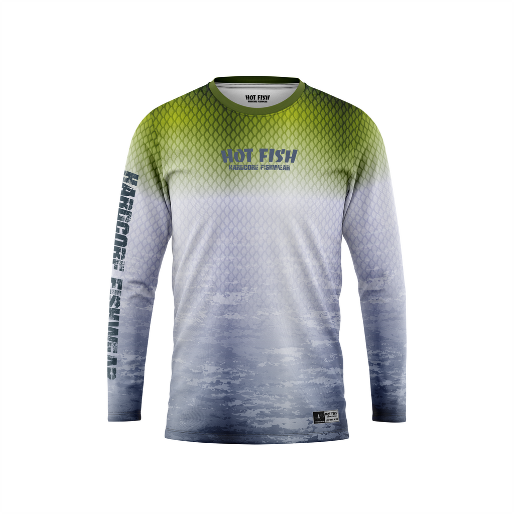HOT FISH MANGROVE - Men’s Long Sleeve Fishing Shirt – UPF Protection - Green - front