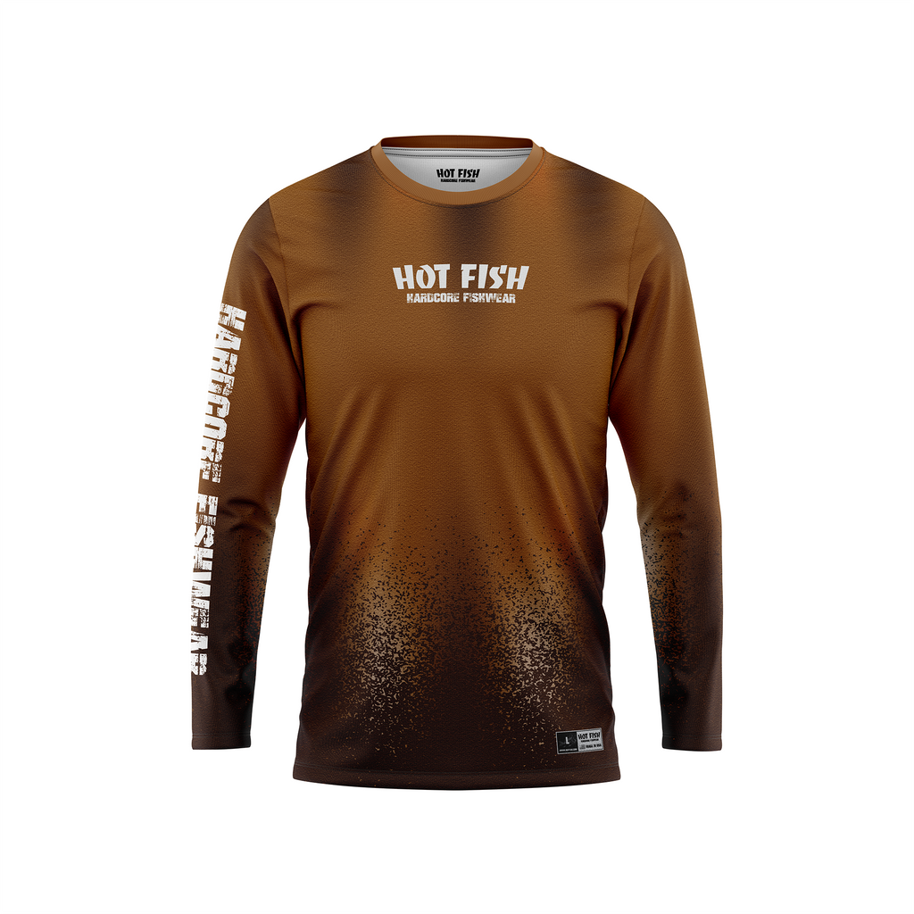 HOT FISH MERO - Men’s Long Sleeve Fishing Shirt – UPF Protection - Brown - front