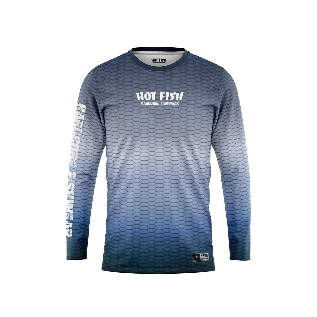 HOT FISH TARPON - Men’s Long Sleeve Fishing Shirt – UPF Protection - Blue - front