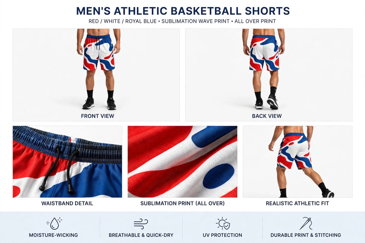 Custom Basketball Shorts Personalized Mens Sublimation Athletic Shorts All Over 