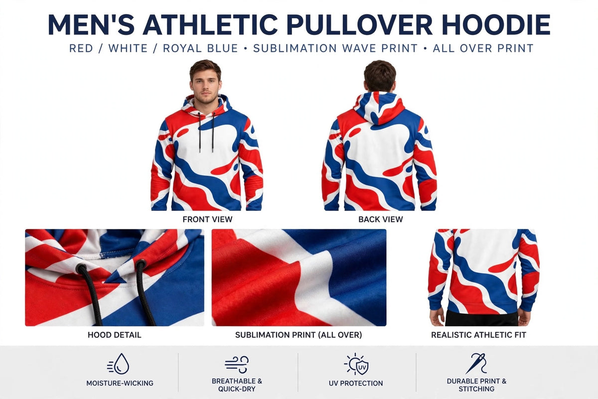 Custom Pullover Hoodie Personalized Mens Sublimation Hoodie All Over Print, Athl