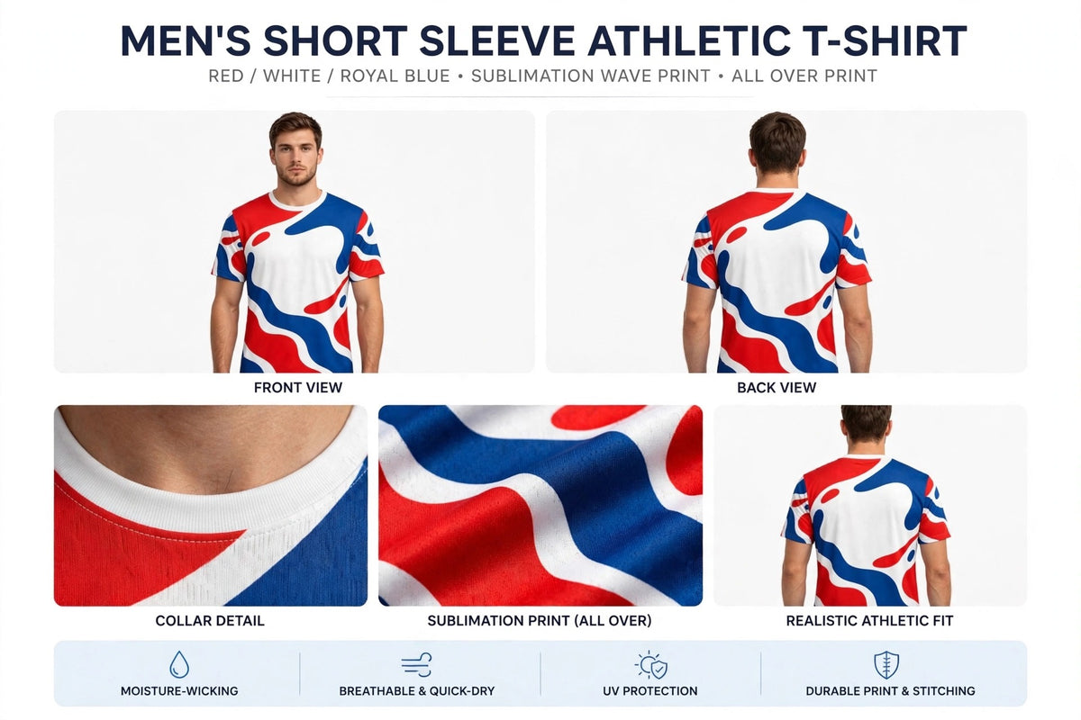 Custom T-Shirt Personalized Mens Sublimation Athletic Tee All Over Print, Youth 